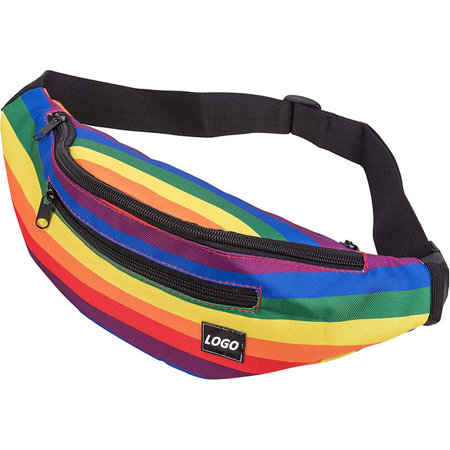 Custom Rainbow Sublimation Printing Hiking Running Cycling Waist Bag Fanny Pack for Men Women
