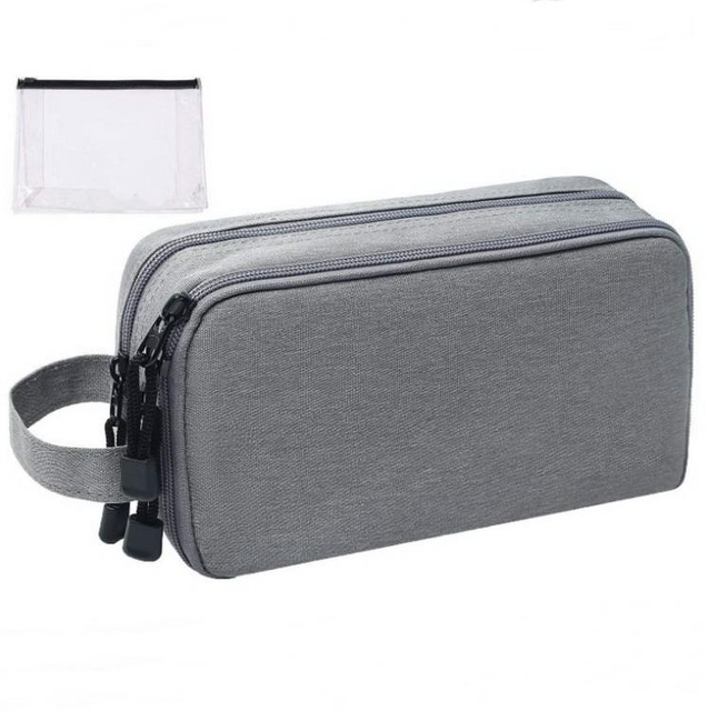3 Compartments Men Toiletries Bag Custom Unisex Travel Organizer Waterproof Shaving Dopp Kit Toiletry Bag with Clear PVC Bag