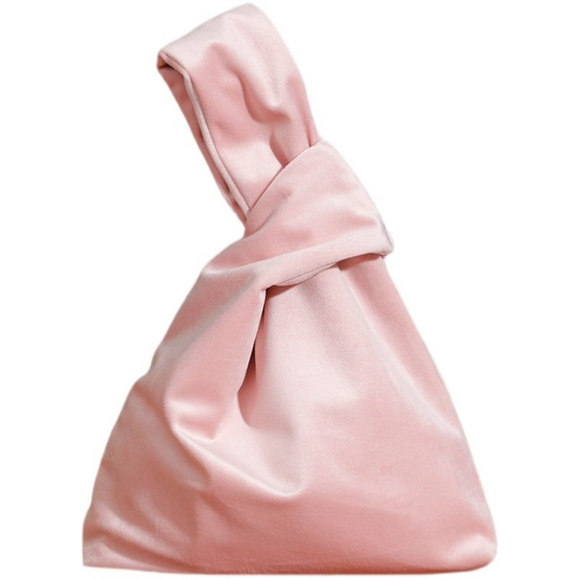 High Quality Custom Mini Tote Gift Bag Small Ladies Purse Clutch Silk Velvet Wrist Bag Knot for Girls