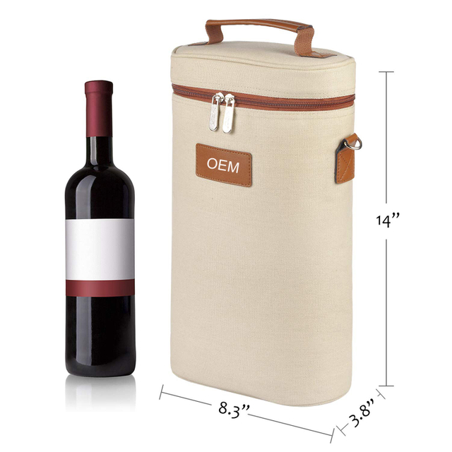 Leakproof Insulated 2 Bottle Wine Tote Carrier Cooler Bags for Wine Bottles