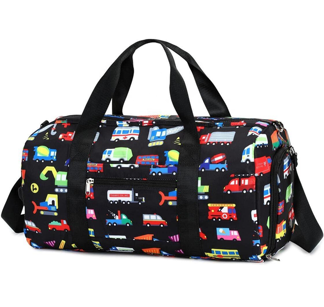 Customized Logo Kids Duffle Travel Bag with Wet Pocket And Shoes Compartment Overnight Luggage Bag Weekender