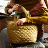 Ladies Outdoor Casual Overnight Beige Quilting Puffy Tote Bag Handbags Soft Shopping Travel Bag Puffer Custom