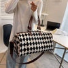 Korean Style Plaid Canvas Travel Handbag Luxury Canvas Travel Overnight Carry On Luggage Gym Duffel Tote Bag