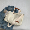 Custom Large Canvas Tote Bag Cross Body Cotton Bag Women Messenger canvas bag with leather handle