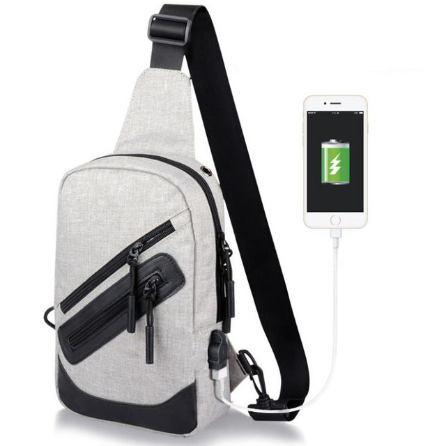 Oxford USB Charging Crossbody Bag Custom Printed Men Mini Designer Messenger Shoulder Chest Bag Smell Proof cheap wholesale