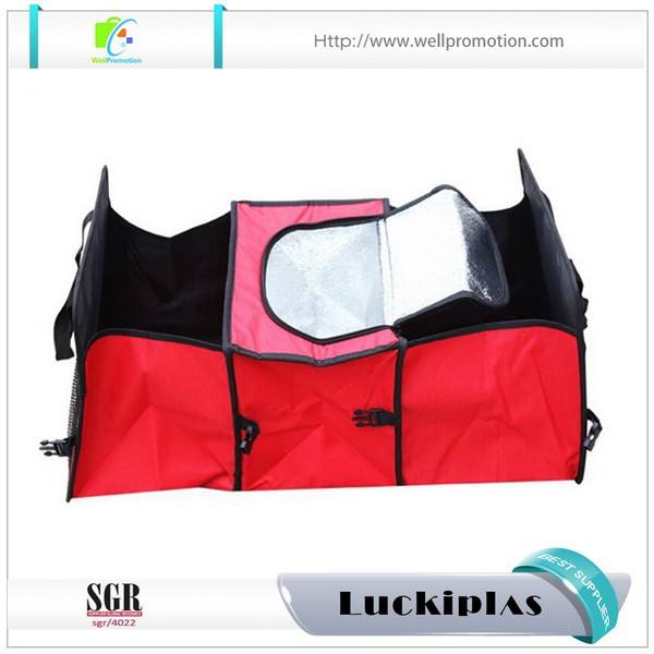 Folding collapsible travel tote car trunk organizer with cooler compartment