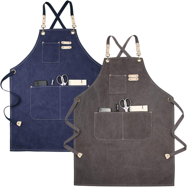 Baking BBQ Painting Cotton Canvas Adjustable Apron w for Women Men Grilling Hair Stylist Crafting