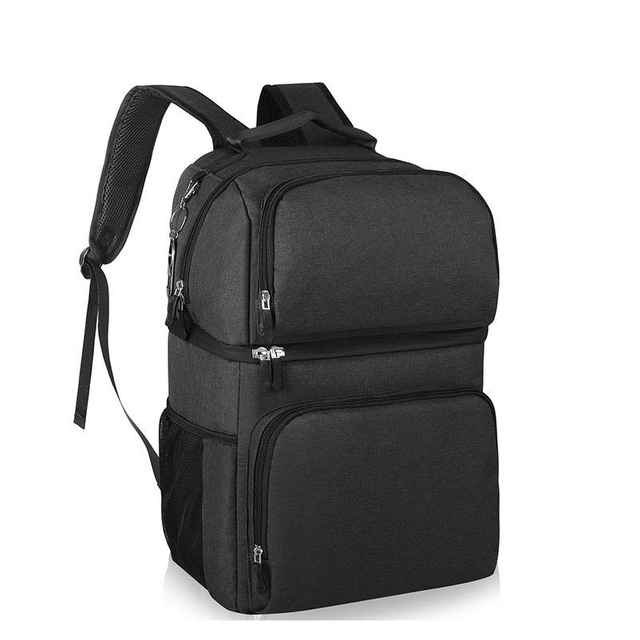 Outdoor Beach Black Unisex Double Layer Waterproof Soft Cooler Backpack Lunch Thermal Bag Insulated Bags