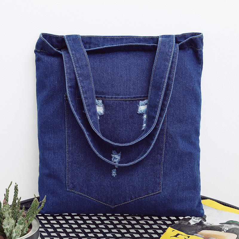 women vintage casual soft canvas tote shoulder bag lightweight denim shoulder bag