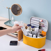 Multifunctional PU Leather Travel Makeup Storage Zipper Organizer Make Up Bags Cosmetic Bag With Handle