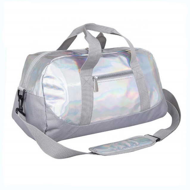 Water Resistant Promotion Sports Gym Travel Overnight Duffel Bag Reusable Women's Dance PVC Laser Tote Bag