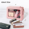 Portable Wholesale Cosmetic Makeup Storage Organizer Bag with Transparent Vinyl Window Container Travel Bag Makeup