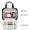 Foldable Double Layer Cosmetic Makeup Container Organizer Bag with Zipper Closure Durable Cosmetic Organizer Bag