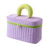 Custom Logo Quilting Green Make Up Bags Girls Travel Toiletry Storage Vanity Plain Small Cosmetic Bag 2022