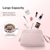 Pink Color Travel Cosmetic Organizer for Girls with Carry Handle Makeup Bags Custom Pouch Bag Cosmetic Toiletry Bag Accessories