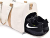 Canvas Weekender Duffle Bag Women Luxury Overnight Carry On Luggage Travel Beach Gym Tote Bag with Shoe Compartment