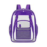 Heavy Duty Black Transparent Backpack for School Large See Through Backpack clear Bookbag for Student Work Travel