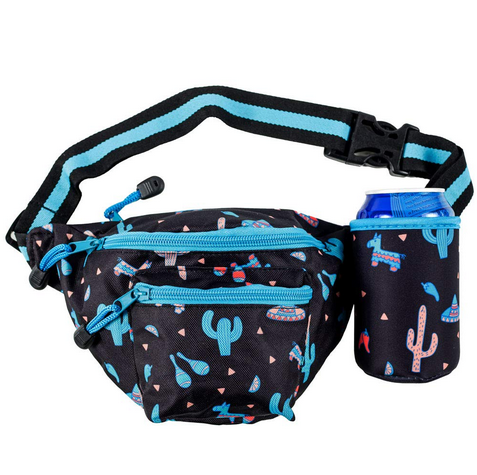 Stylish Fashion Custom Print Outdoor Belt Bum Waist Bag With Can Holder Sport Travel Runner Men Fanny Pack