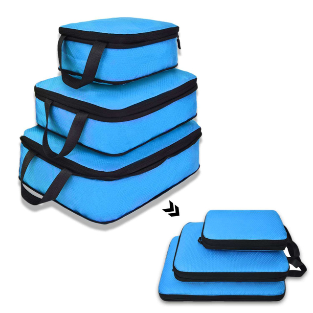 Custom Logo Compression Packing Cubes Set Various Sizes Travel Luggage Packing Organizers Accessories