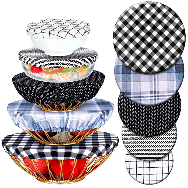 Wholesale Rustic Style Reusable Stretch Bowl Covers Elastic Food Storage Covers Cotton Bread Lids for Food, Fruits