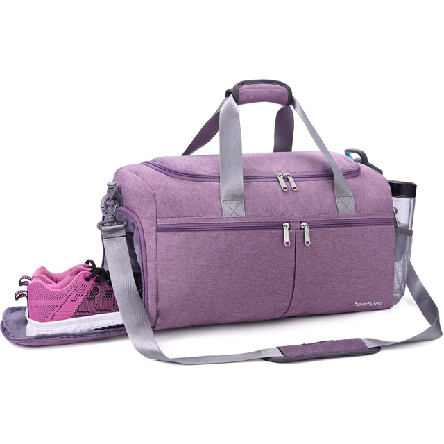 Fashion Girls Purple Duffel Bags with Shoes Compartment Weekend Travel Spend The Night Gym Duffle Bag Custom Manufacturers