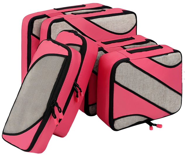 Woven Logo 6 Set Packing Cubes Travel Luggage Packing Organizers Compression Bags For Trip
