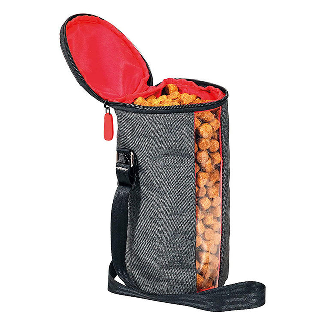 Lightweight Dog Food Storage Bag Washable Polyester See Trough PVC Pet Food Container With Adjustable Strap