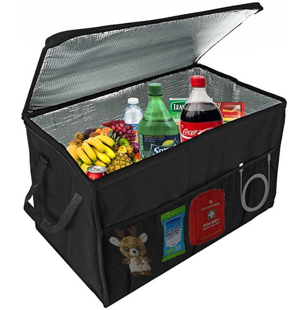 custom logo car trunk organizer with lid heavy duty collapsible car organizer storage with multi cooler compartment