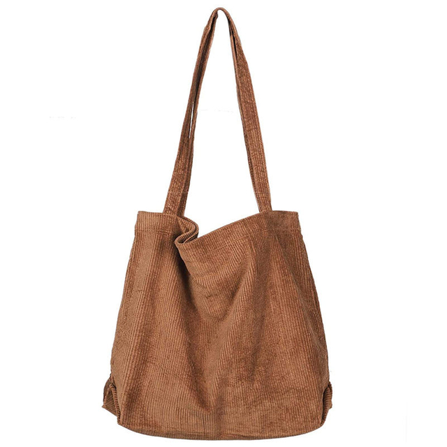 Custom Durable Casual Shoulder Bag with Inner Pocket Corduroy Tote Bag for Women Girls