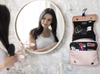 Luxury PU Travel Cosmetic Case Hanging Toiletry Bag Multipurpose Makeup Organizer With Waterproof PVC Pockets