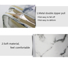 Portable Waterproof Marble Printing Clear PVC Double Deck Travel Cosmetic Makeup Organizer Bag for Women