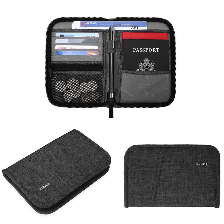 Custom travel polyester passport holder, cheap long style passport wallet