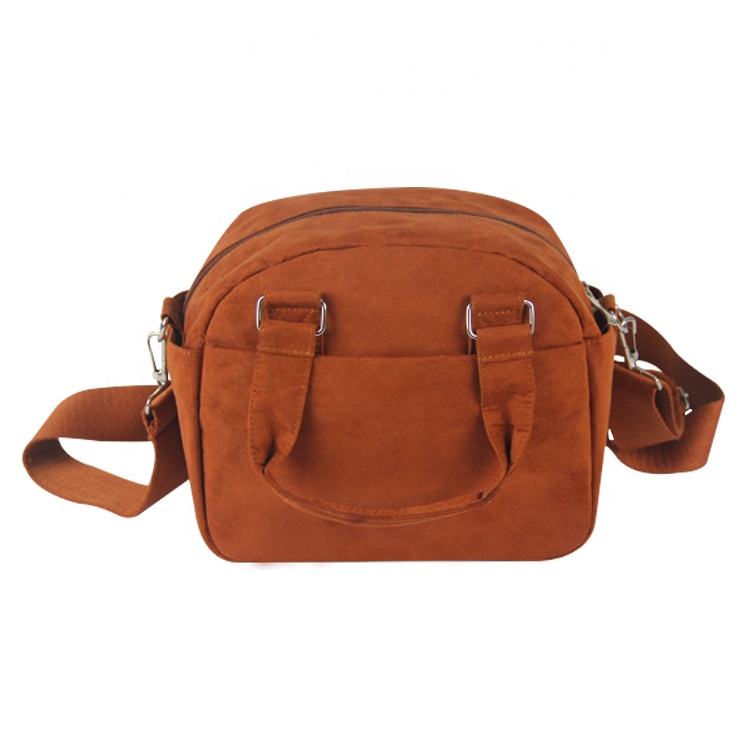 Fashionable Brown Velvet Flannelette Adjustable Shoulder Custom Messenger Bag Crossbody Women