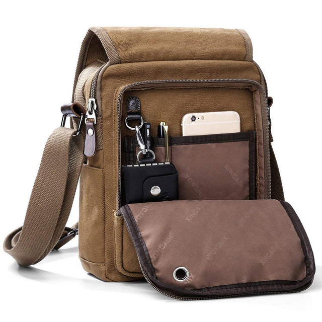 Durable canvas crossbody business shoulder messenger bag for travel