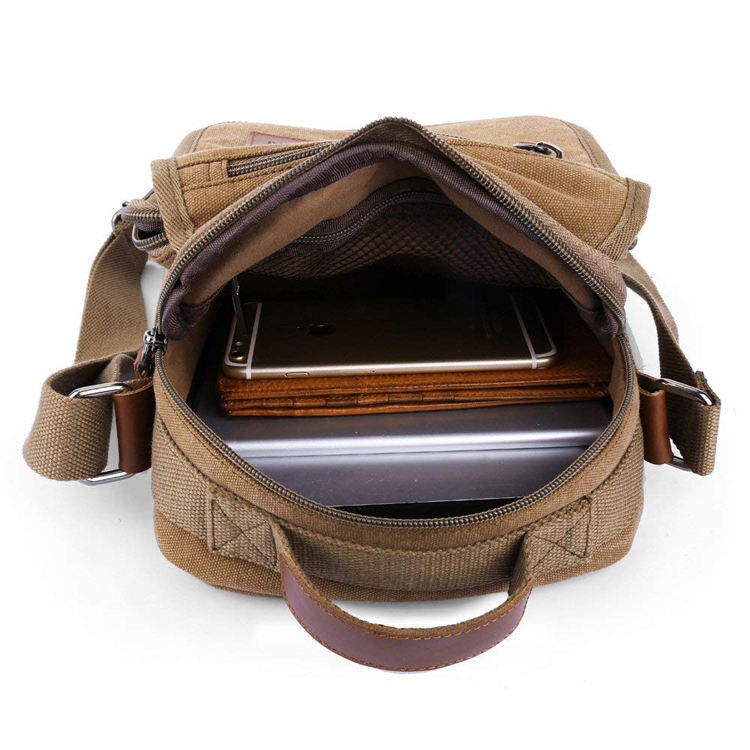 Durable canvas crossbody business shoulder messenger bag for travel