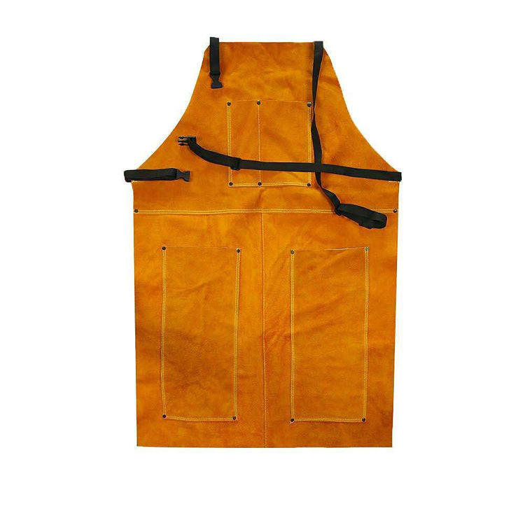 Custom yellow leather bib apron welding carpenter apron for man