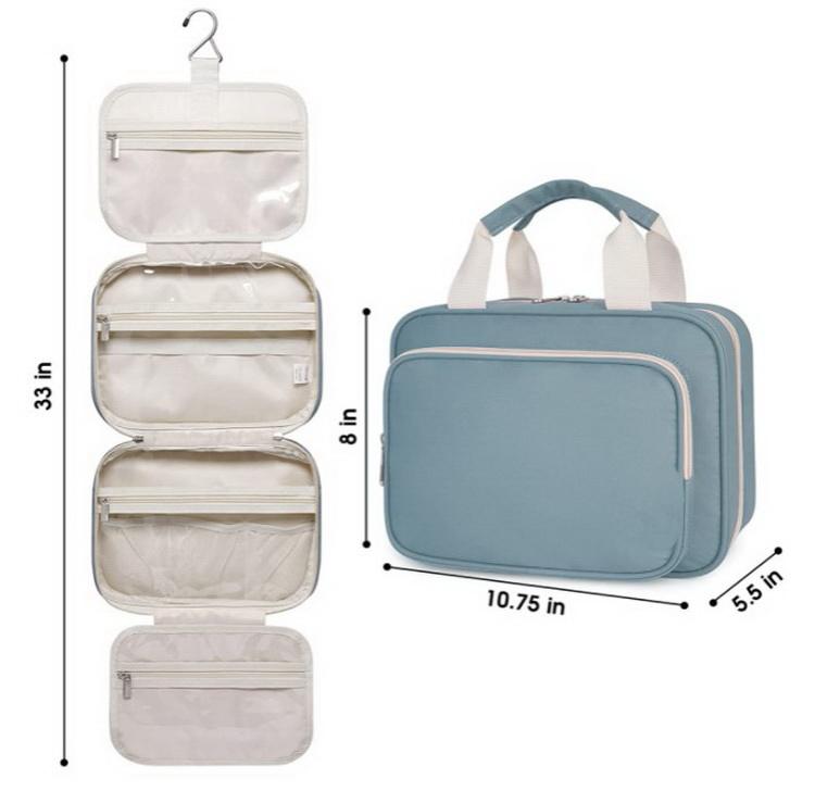 Candy Color Women Large Waterproof Travel Makeup Cosmetic Organizer Foldable Toiletry Bag with Hanging Hook