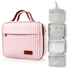 Fashion Striped Women Customized Bathroom Makeup Storage Foldable Cosmetic Case Personal Organizer Toiletry Bag