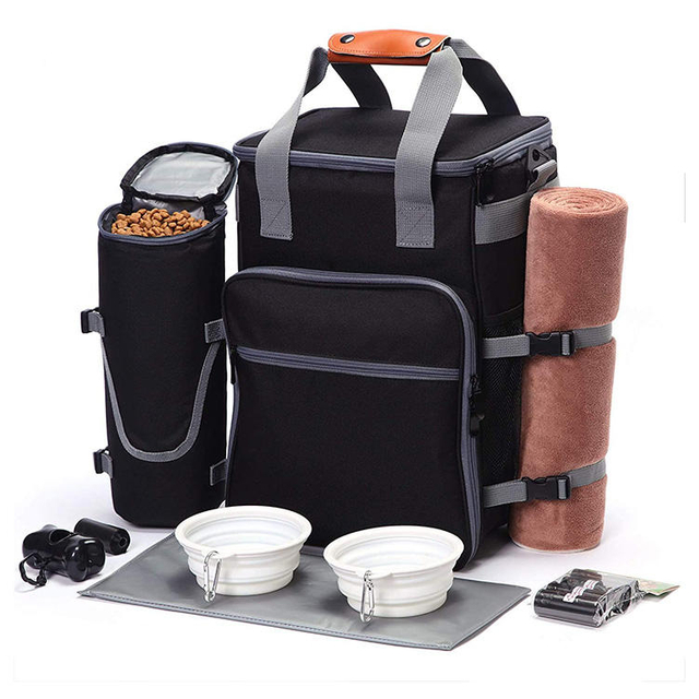 Camping Travel Outdoor Pet Toys Food Accessories Organizer Bag Multifunction Storage Backpack With Dog Food Container