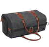 High Quality Custom Grey Canvas Leather Outdoor Sports Weekender Bag Duffle Travel Bag For Women And Men