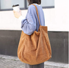 Large Woman Shoulder Bag Work School Bags Custom Soft Corduroy Shopping Tote Bag