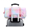 PU Leather Shining Colorful Sublimation Gym Sport Duffel Bag, Waterproof Sturdy Shoe Compartment Duffel Bag