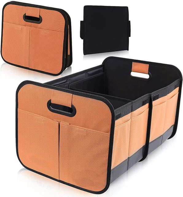 Orange Multifunctional Foldable Storage Holder In The Trunk Of SUV Car Organizer With Multi-compartment