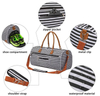 Luxury striped sport duffle travel weekender bags leather gym duffel bag with shoe compartment for women and men