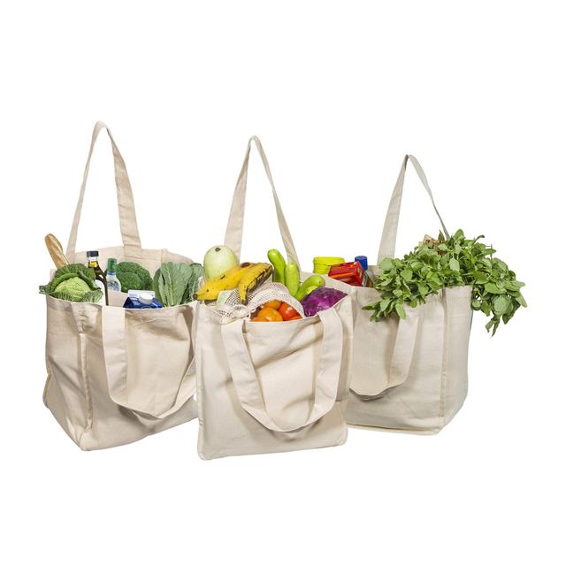 Washable Custom Print Heavy Duty Grocery Shopping Storage Bag Reusable Natural Cotton Canvas Tote Bag