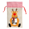 New Arrival Merry Christmas Linen Gifts Bag Christmas Bags Drawstring with Patterns Kid Candy Bag