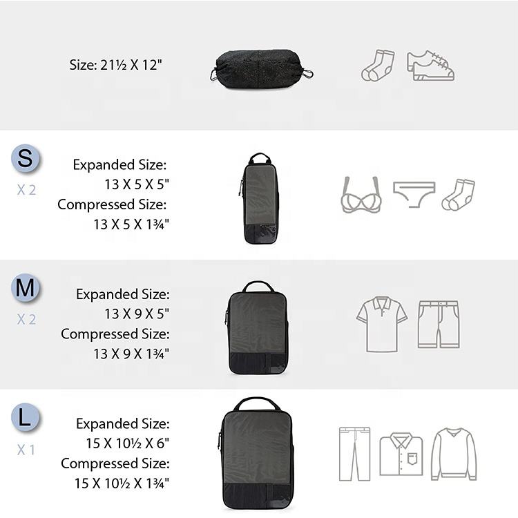 Portable Men's Compression Suitcases Luggage Cloth Packing Cubes Outdoor Expanded Portable Travel Size Underwear Organizer