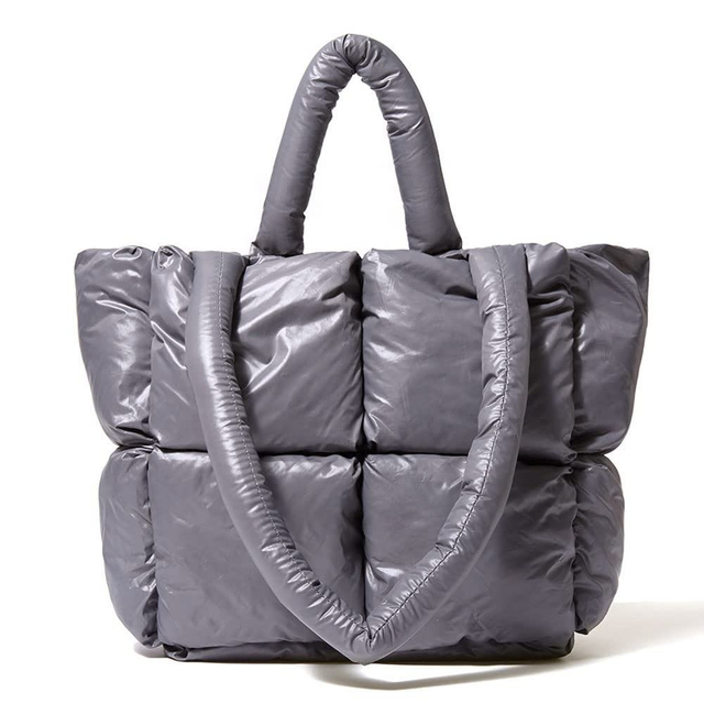Lightweight Gray Oversize Tote Travel Bag Causal Pouch Cotton Toiletry Large Quilted Puffy Tote Bag for Women