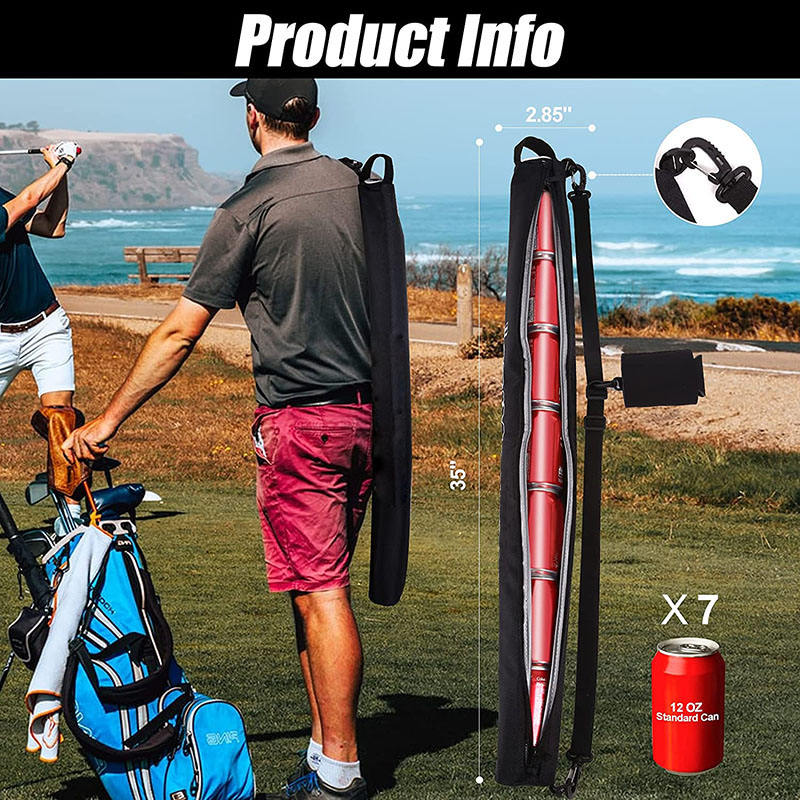 Hot Sales Portable Outdoor Sports 7 Beer Can Golf Beer Cooler Tube Bag Custom Insulated Sleeve Bag with additional Can Holder