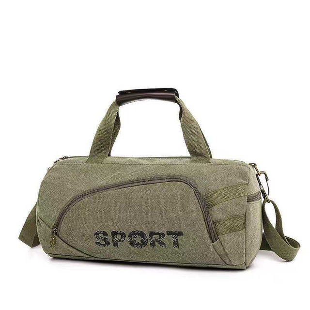 Custom Logo Canvas Sports Gym Duffle Bag for Men 15 Inch Weekender Shoulder Duffel Bag Travel Overnight Carry on Bag